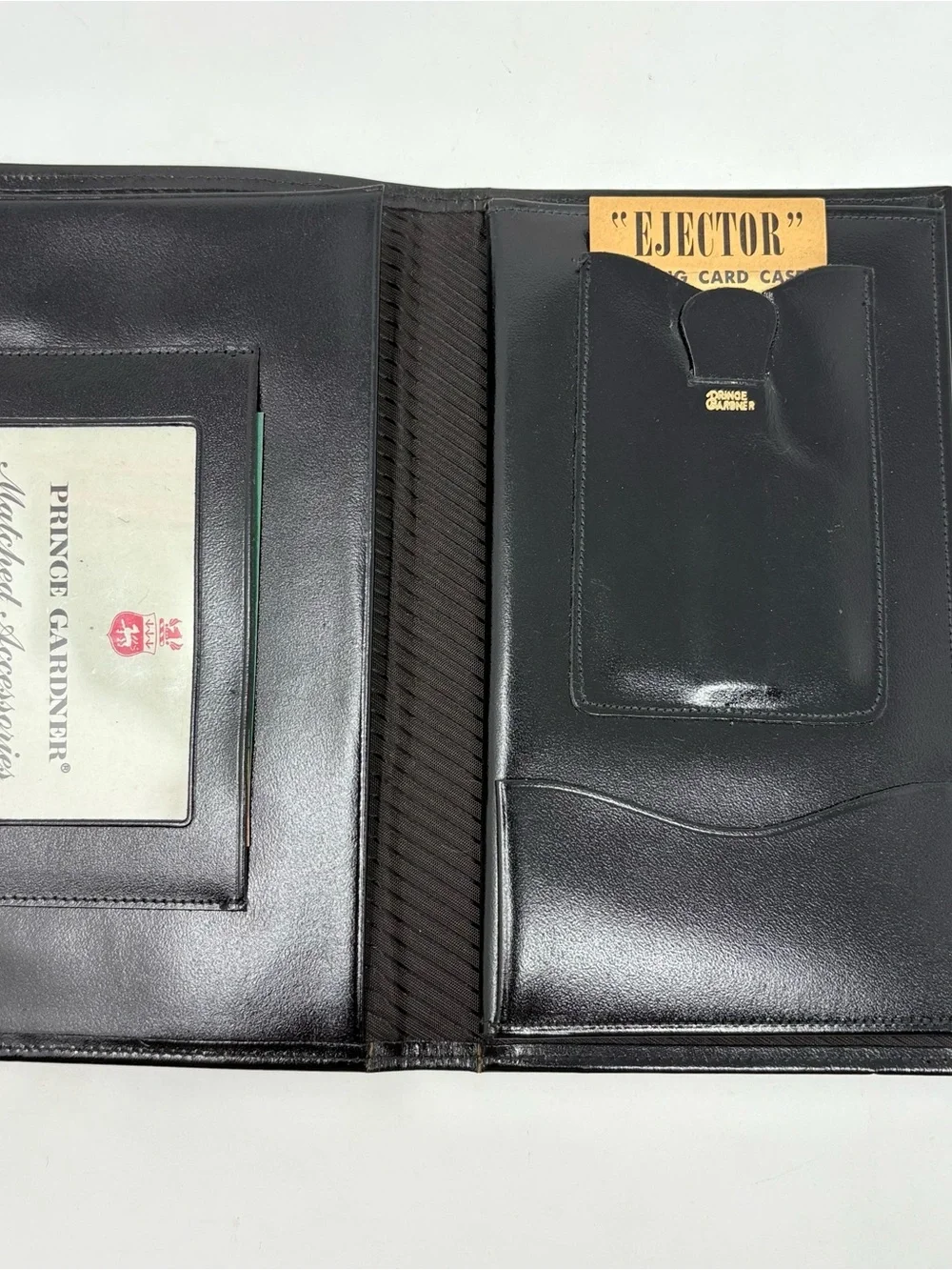 New! Prince Gardner Black Leather Checkbook Pocket Wallet Card Holder 7.25x4.25”